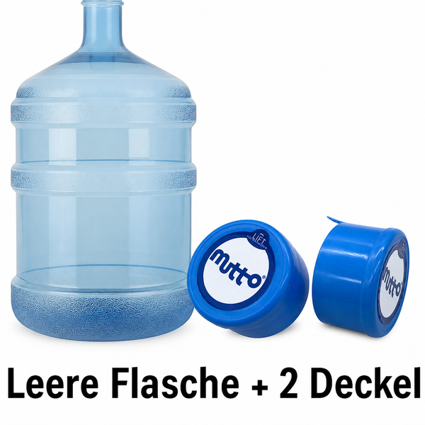 Wasserflasche leer Wasserbehälter für 19 Liter, Wiederverwendbare Wassergallone, Mineralwasserflasche mit 2x Deckel inklusive